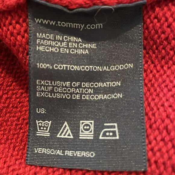 Tommy Hilfiger Sweater Youth Size XL 20 Red 1/4 Zip Pullover 100% Cotton Preppy - Picture 7 of 8